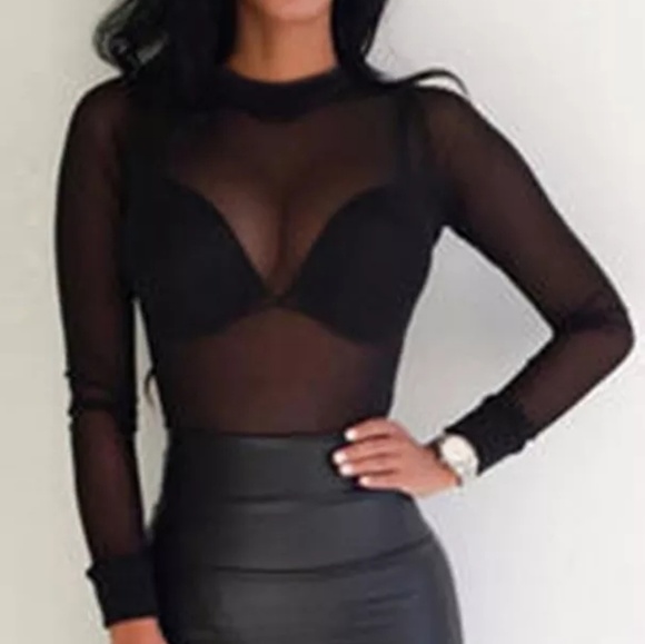 New with tags long sleeve sheer black shirt - Picture 5 of 8